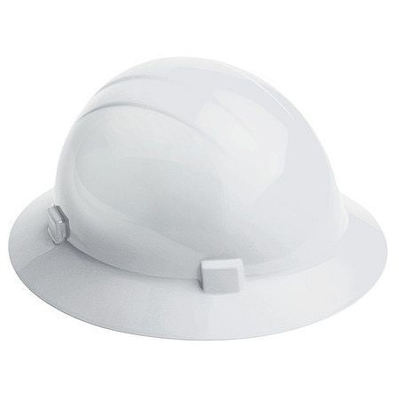 ERB Safety Full Brim Hard Hat, Type 2, Class E, Ratchet (4-Point), White, 12 Pieces, 20004