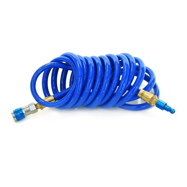 STEELMAN 15-Foot Coiled 3/8-Inch ID Air Hose with Reusable 1/4-Inch NPT Brass and Quick Connect Fittings, 50043-WMQ-IND