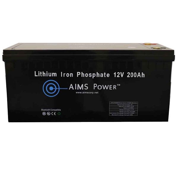 Aims Power Lithium Battery 12V 200Ah LiFePO4 Lithium Iron Phosphate with Bluetooth Monitoring, LFP12V200B