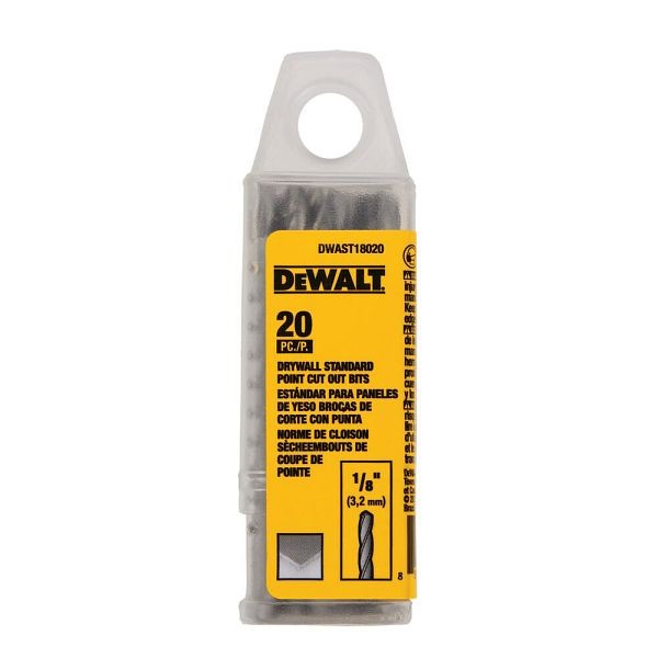 DeWalt 1/8" Drywall Standard Cut Out Bit 20 Pack, DWAST18020