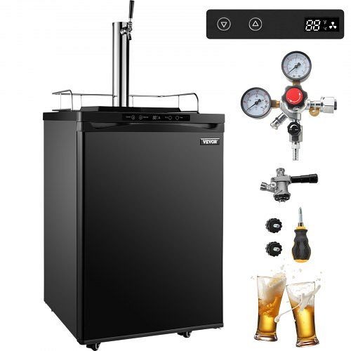 VEVOR Black Kegerators Beer Dispenser, Full Size Beer Kegerator Refrigerator, Single Tap Direct Draw Beer Dispenser with LED Display, PJLZFPJHSDTMC98M1V1