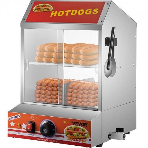 VEVOR Hot Dog Steamer, 2-Tier Hut Steamer for 175 Hot Dogs & 40 Buns, Stainless Steel Hot Dog Steamer with Bun Warmer, SPBWRGRGG-001YXNFV1