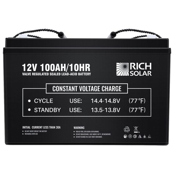 RICH SOLAR 12V 100Ah Deep Cycle AGM Battery, RS-AGM12100