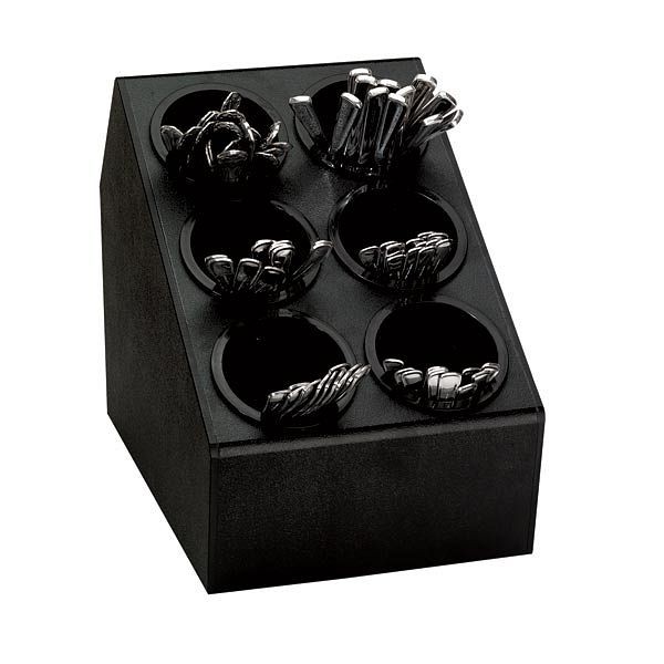 Dispense Rite Six compartment countertop flatware organizer - Black Polystyrene, Product Dimensions:13" H x 10-1/8" W x 15-3/8" D, CTSH-6BT