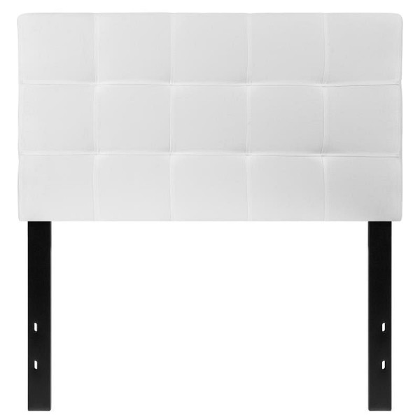 Flash Furniture Bedford Tufted Upholstered Twin Size Headboard in White Fabric, HG-HB1704-T-W-GG