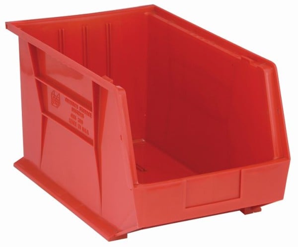 Quantum Storage Systems Bin, stacking or hanging, 11"W x 18"D x 10"H, polypropylene, red, QUS260RD