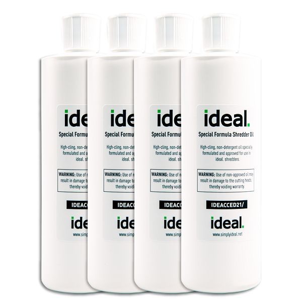 ideal Special High-Cling Lubricating Oil for Shredders, 4 Bottles, 1 Pint Each, Non-Toxic, Non-Detergent, Extend Life of Your Shredder, IDEACCED21/4H