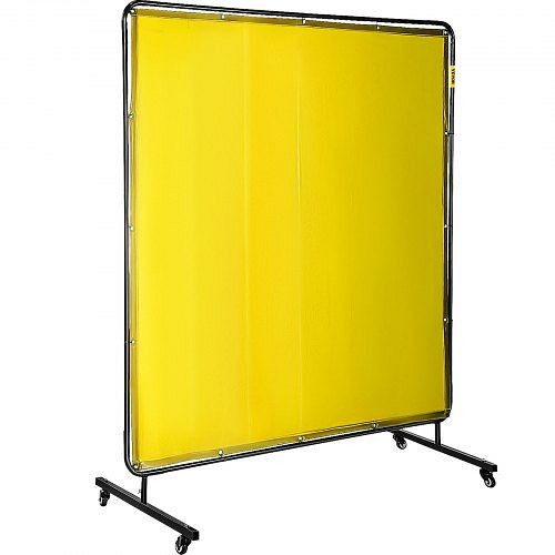 VEVOR Welding Curtain Welding Screens 6' x 6' Flame Retardant Vinyl with Frame Yellow, GBHJCL6X6DKJHS001V0