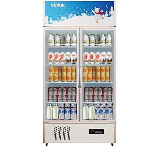 VEVOR Commercial Merchandiser Refrigerator Beverage Cooler 2 Doors 39" x 27" x 79", SMB23CUFT110VTUP5V1