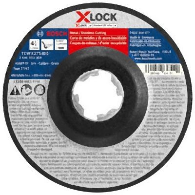 Bosch 4-1/2 Inches x 0.045 Inches X-LOCK Arbor Type 27A (ISO 42) 60 Grit Fast Metal/Stainless Cutting Abrasive Wheel, 2610053359