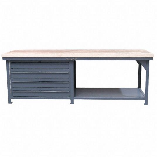 Strong Hold Workbench, Butcher Block, 33 in Depth, 34 in Height, 96 in Width, 11,250 lb Load Capacity, T9633-4DB-MT