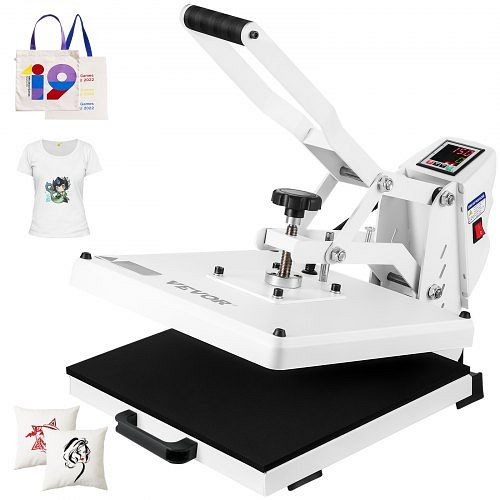 VEVOR Heat Press Machine 15 x 15 in Sublimation Printer Transfer for DIY T-shirt, White, GDSYD1515110VBP0EV1
