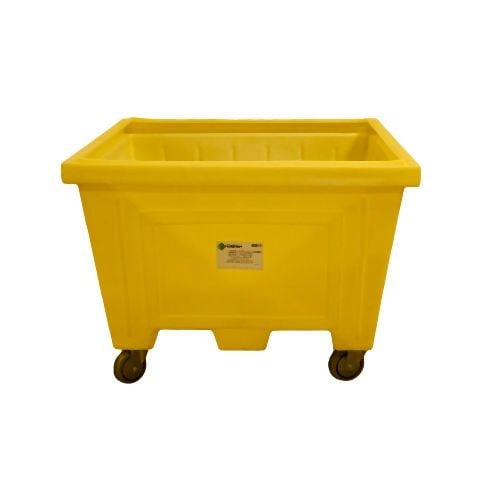 ENPAC Large Tote Bin with Lid and 8" Rubber Wheels, Yellow, 1511-YE