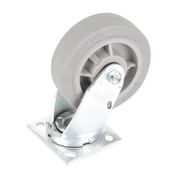 Magliner 6 in x 2 in Swivel Grey Thermoplastic Rubber Caster with Flat Tread, 130066