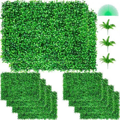 VEVOR Artificial Boxwood Panel 10 Pieces Boxwood Hedge Wall Panels Artificial Grass Backdrop Wall 24X16 4cm Green Grass Wall, MLCZWQ10PC24X1601V0