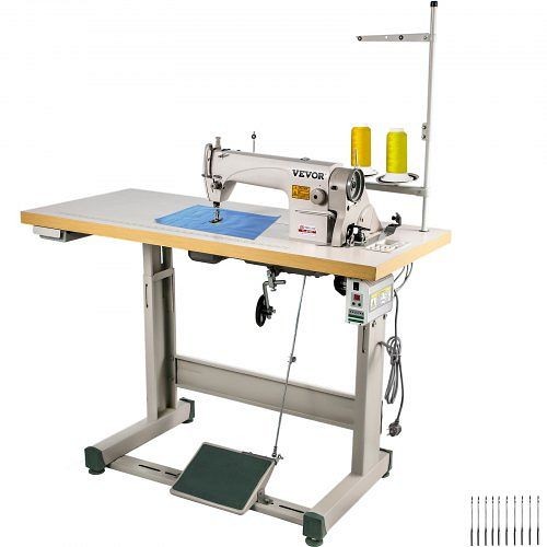 VEVOR Industrial Sewing Machine DDL8700 Lockstitch Sewing Machine with Servo Motor + Table Stand + Commercial Grade Sewing Machine, 8700FRJTZZH000001V1