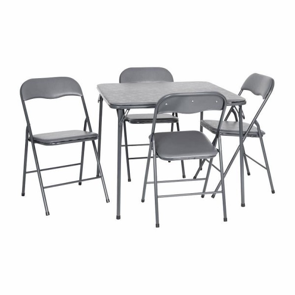 Flash Furniture Madison 5 Piece Gray Folding Card Table and Chair Set, JB-1-GY-GG