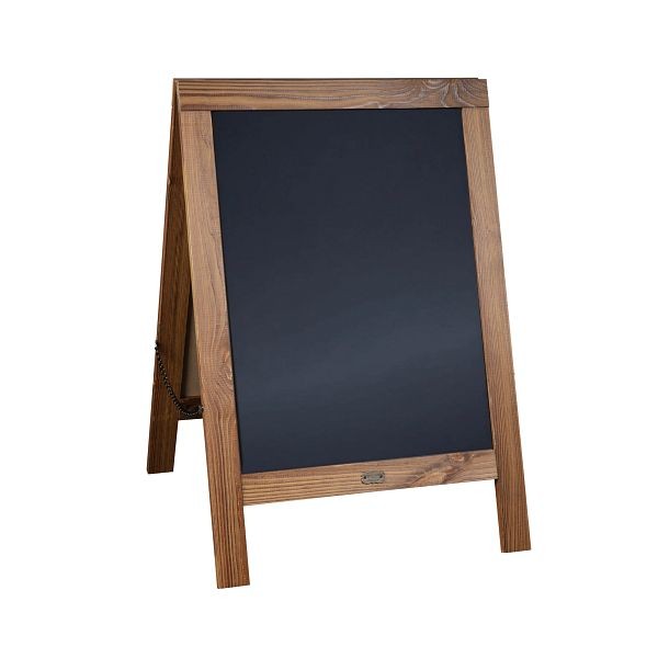 Flash Furniture Canterbury 30" x 20" Vintage Wood A-Frame Magnetic Indoor/Outdoor Chalkboard Sign, Double Sided XL, Torched Brown, HGWA-CB-3020-TORCH-GG