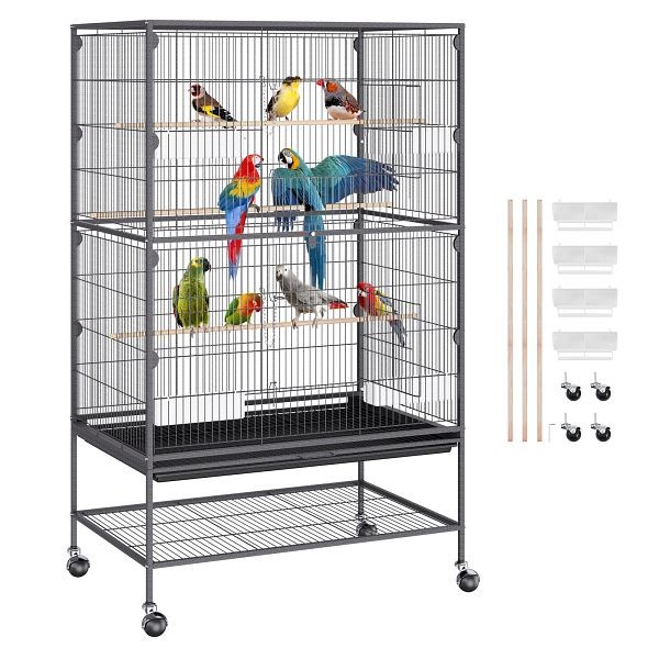 VEVOR 52 inch Standing Large Bird Cage, Wrought Iron Flight Bird Cage for Parakeets, YTSNL312052IBWVKVV0