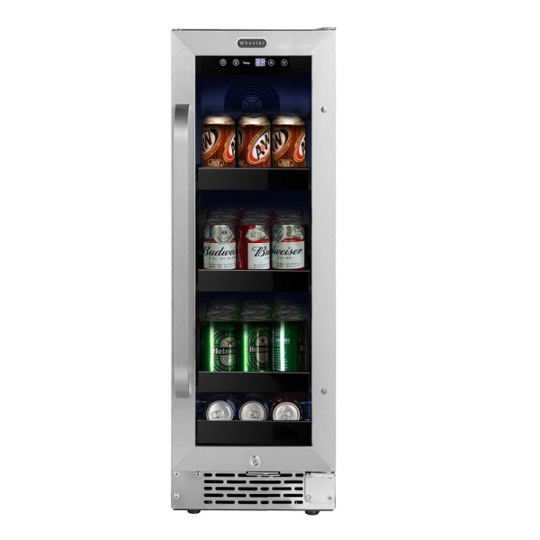 Whynter 12" Built-In 60 Can Undercounter Stainless Steel Beverage Refrigerator with Reversible Door, Digital Control, Lock and Carbon Filter, BBR-638SB