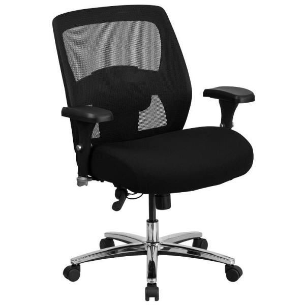 Flash Furniture HERCULES Series 24/7 Intensive Use Big and Tall 500 lb. Rated Black Mesh Executive Ergonomic Office Chair with Ratchet Back, GO-99-3-GG