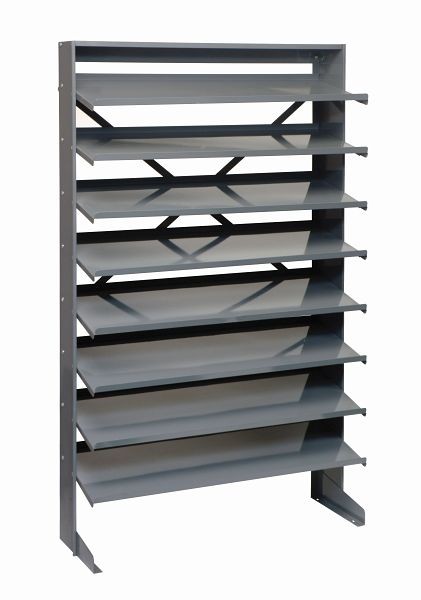 Quantum Storage Systems Pick Rack, slopped, single sided, 12"D x 36"W x 60"H, 400 lbs. capacity, includes (8) shelves, steel (bins not included), QPRS-000
