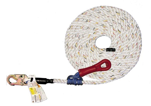 Super Anchor Safety 25ft Value 5/8" 3-Strand Lifeline with Snaphook & No-4015 SuperGrab, Retail Box, 4022-25SG