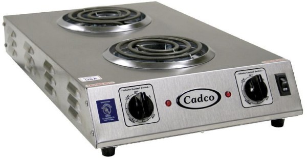 Cadco Double Space Saver Hot Plate, 6" Coiled Burners, CDR-1TFB
