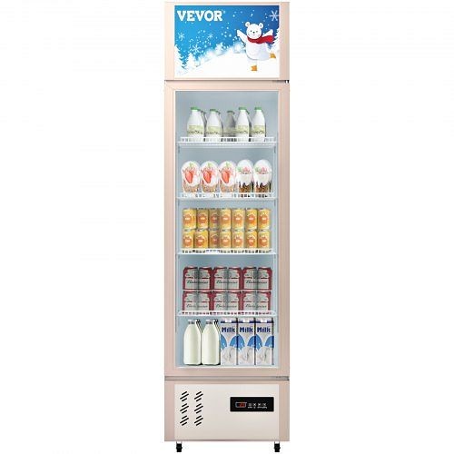 VEVOR Commercial Merchandiser Refrigerator Beverage Cooler 1 Door 22" x 25.6" x 77", DMB12CUFT110VIZVMV1
