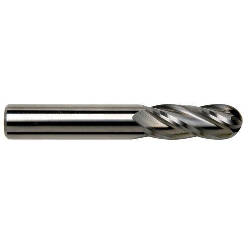 GS Tooling 1/8" Diameter x 1/8" Shank 4-Flute Regular Length Ball Nose Blue Series Carbide End Mill, 103880