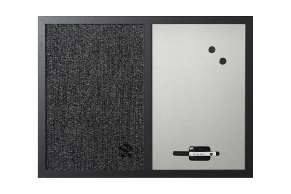 MasterVision Combo Silver Dry-Erase & Black Fabric Bulletin Board, MX04433168