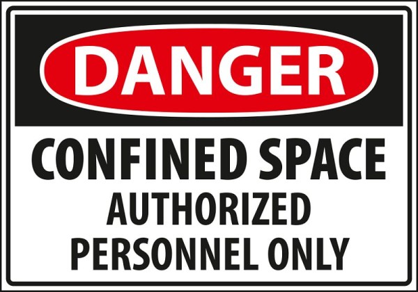 Marahrens Sign Danger - confined space authorized personnel only, rigid plastic, Size: 10 x 7 inch, WA0015.010.21