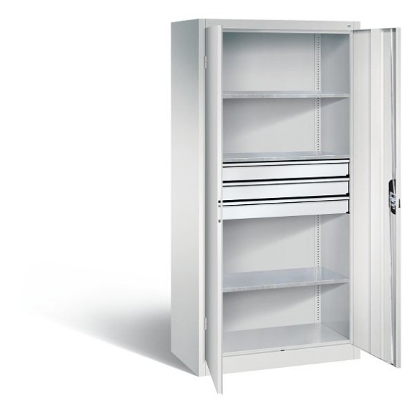 CP Furniture Large capacity hinged door cabinet, 3 fully extendable telescopic drawers, 3 Shelves, H 1950 x W 930 x D 500 mm, 8921-5030