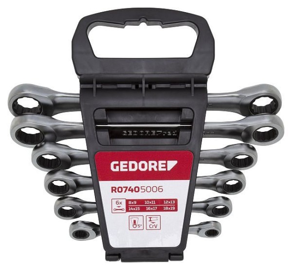 GEDORE red R07405006 Double ring ratchet spanner set straight, metric, 6 pieces, 3300898