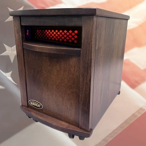 SUNHEAT Amish Hand Crafted Infrared Heater - Fireside Mocha Oak, 160110003