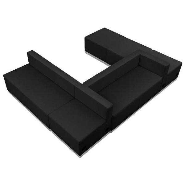 Flash Furniture HERCULES Alon Series Black LeatherSoft Reception Configuration, Maximum Depth 77", 6 Pieces, ZB-803-510-SET-BK-GG