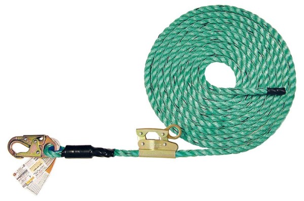 Super Anchor Safety 25ft Maxima 5/8" 3-Strand Lifeline with Snaphook & No-4015-M Integral Adjuster, Retail Box, 4087-25M