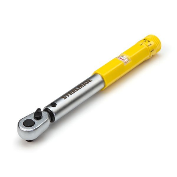 STEELMAN 1/4-Inch Drive Micro-Adjustable Torque Wrench with Hi-Viz Handle, 30-150 Inch-Pounds, 96249