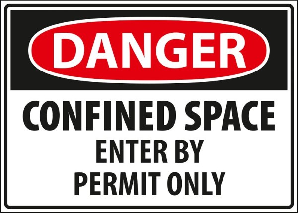 Marahrens Sign Danger - confined space enter by permit only, rigid plastic, Size: 10 x 7 inch, WA0014.010.21