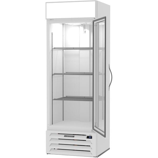 Beverage-Air Marketmax Refrigerator White Hinged Single Glass Door, Exterior Dimensions: WxDxH: 27 1/4” X 27 1/2” X 78 1/8”, MMR19HC-1-W