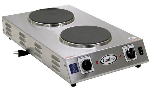Cadco Double Cast Iron Space Saver Hot Plate, 7-1/2" Cast Iron Burners, CDR-2CFB
