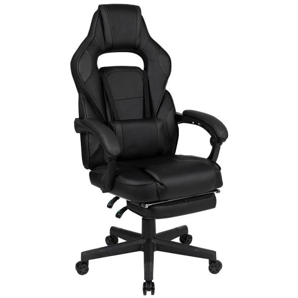 Flash Furniture X40 Gaming Chair Racing Ergonomic Computer Chair, Fully Reclining Back/Arms, Footrest, Massaging Lumbar - Black, CH-00288-BK-BK-GG
