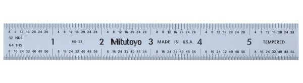 Mitutoyo Steel Rule, 6 In, 5R, 3/4 In Wide, 182-103