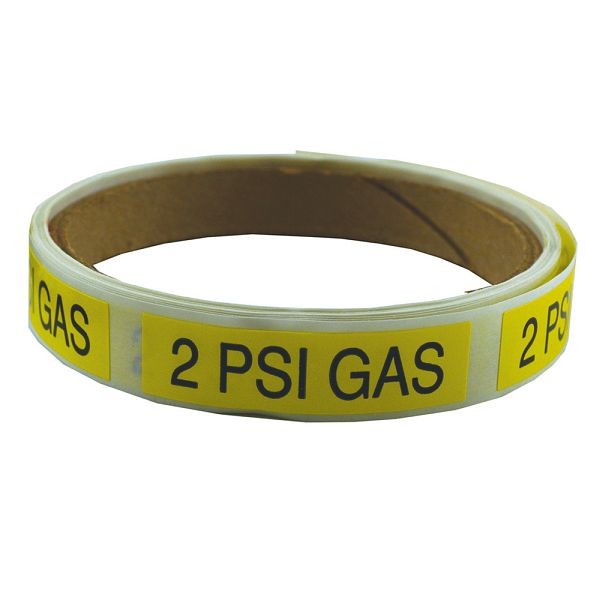 Jones Stephens Gas Line Marking Labels, 2 PSI GAS, J40481