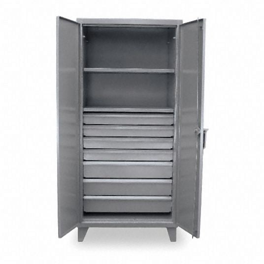 Strong Hold Heavy Duty Storage Cabinet, Dark Gray, 78 in H X 36 in W X 24 in D, Assembled, 2 Cabinet Shelves, 36-242-7DB