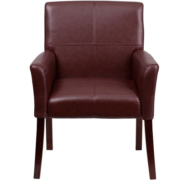 Flash Furniture Taylor Burgundy LeatherSoft Executive Side Reception Chair with Mahogany Legs, BT-353-BURG-GG