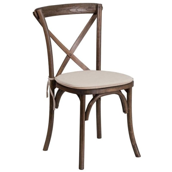 Flash Furniture HERCULES Series Stackable Early American Wood Cross Back Chair with Cushion, XU-X-EA-NTC-GG