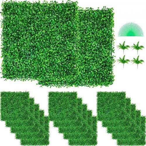 VEVOR Artificial Boxwood Panel 48 Pieces Boxwood Hedge Wall Panels Artificial Grass Backdrop Wall 10X10 4cm Green Grass Wall, MLCZWQ48PC10X1001V0