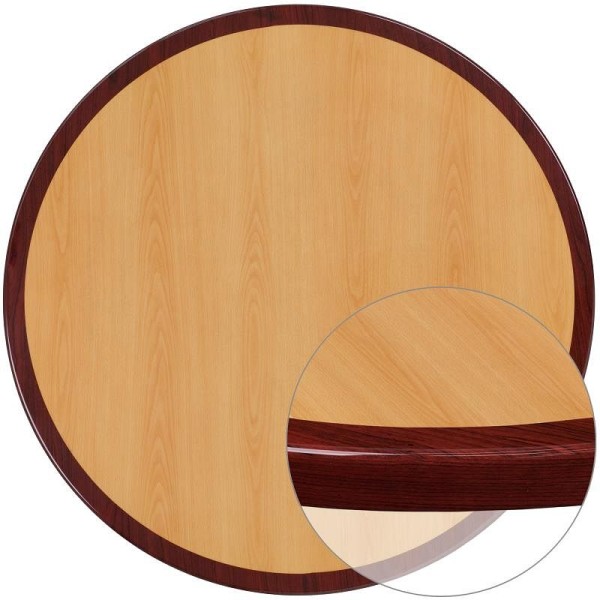 Flash Furniture Glenbrook 24'' Round 2-Tone High-Gloss Cherry / Mahogany Resin Table Top with 2'' Thick Drop-Lip, TP-2TONE-24RD-GG