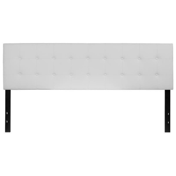 Flash Furniture Lennox Tufted Upholstered King Size Headboard in White Vinyl, HG-HB1705-K-W-GG